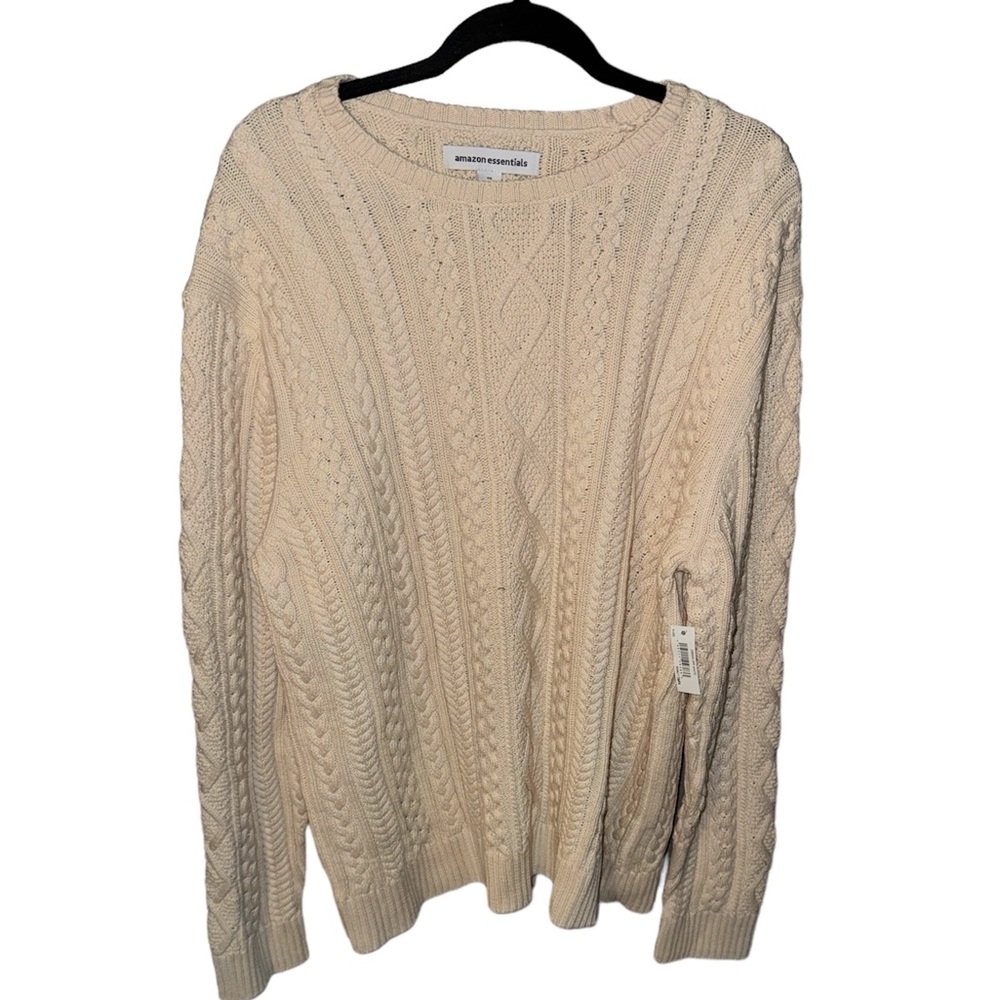AMAZON ESSENTIALS CABLE KNIT WOMANS CREAM SWEATER XXL